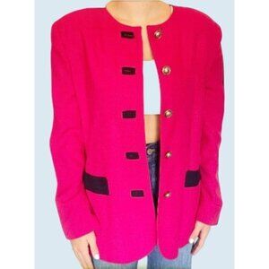 Vintage SASSON Paris New York Blazer Jacket Pink Navy 80s / 90s Size Small